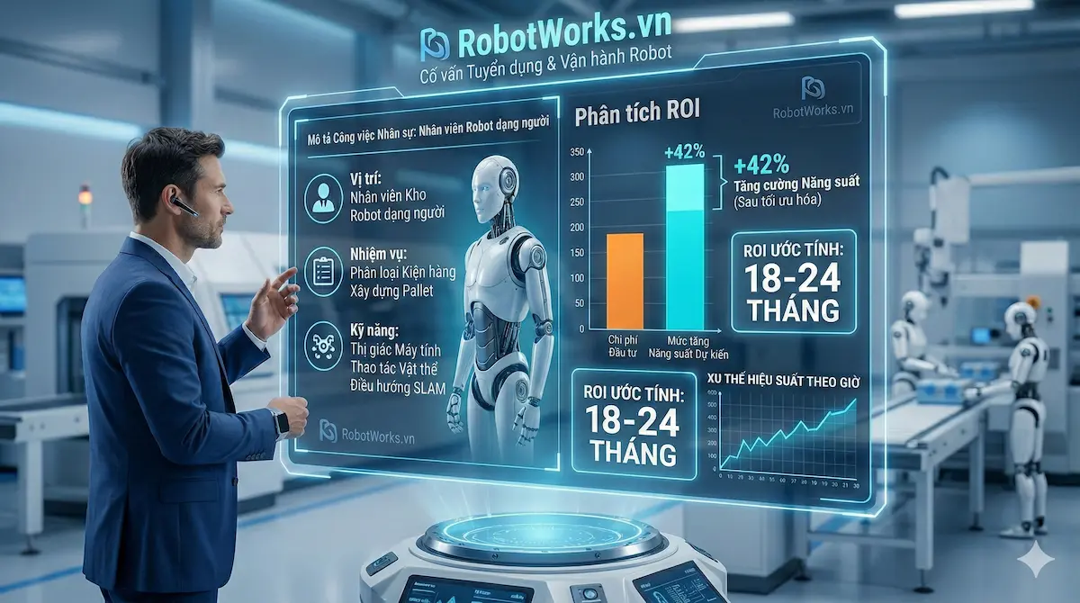 Phân tích ROI và mô tả công việc (JD) nhân sự robot dạng người của RobotWorks.vn.