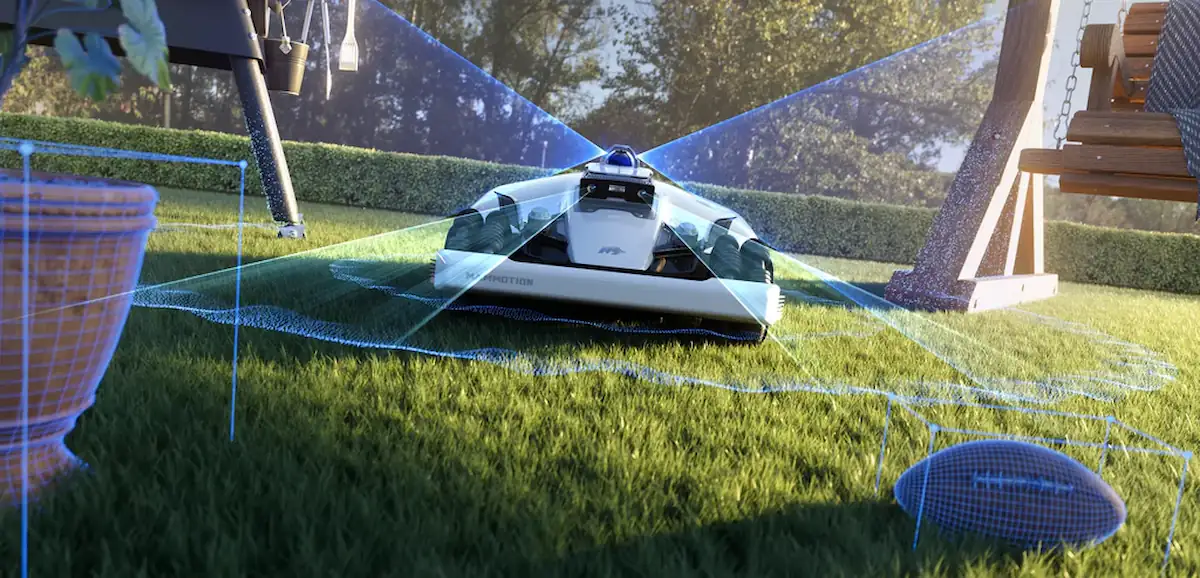 Hệ thống dẫn đường đa luồng Tri-Fusion với cảm biến 360 độ LiDAR trên robot cắt cỏ Mammotion LUBA 3 AWD.