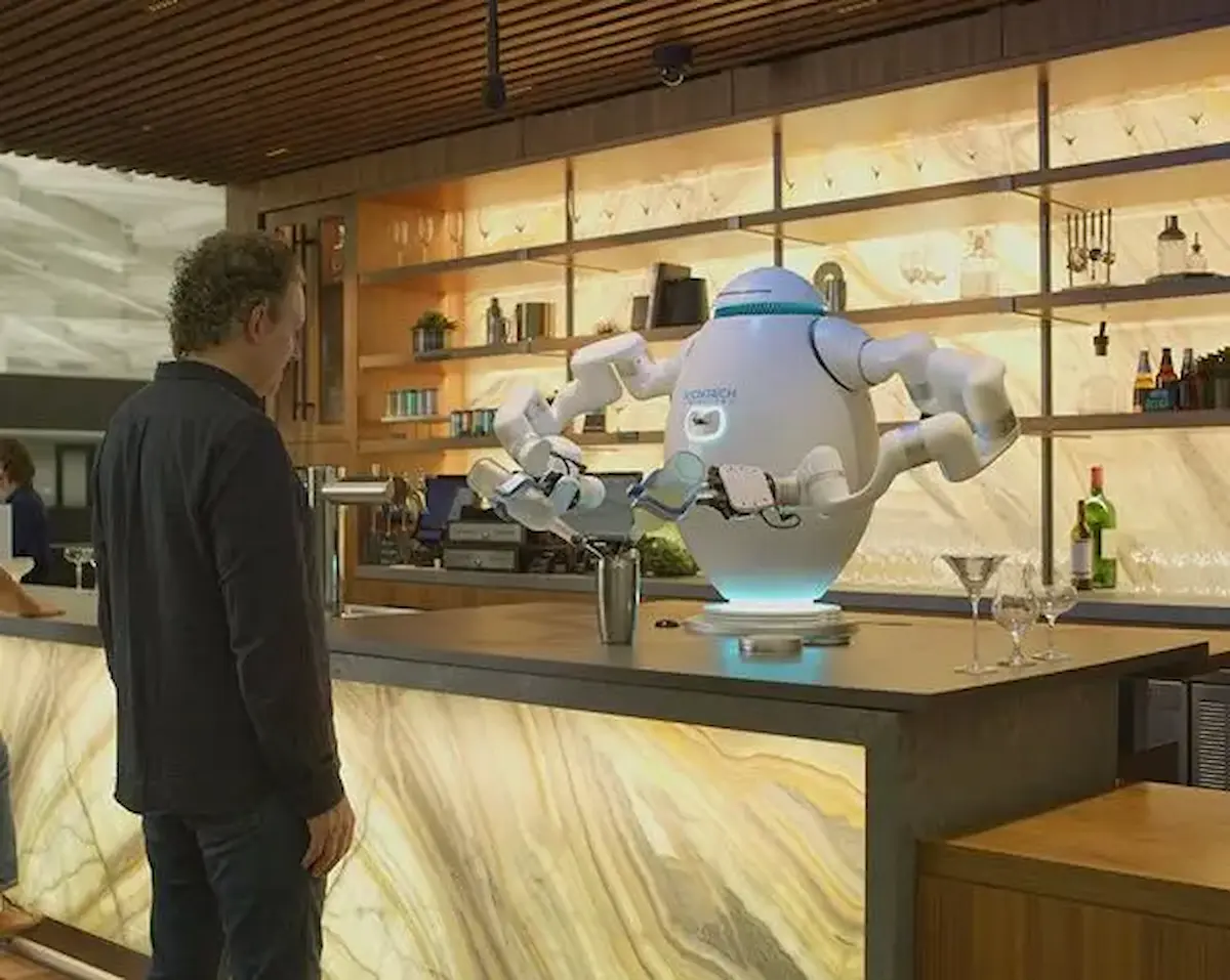 Rào cản không gian và vùng an toàn khi tích hợp robot ADAM vào quầy bar.